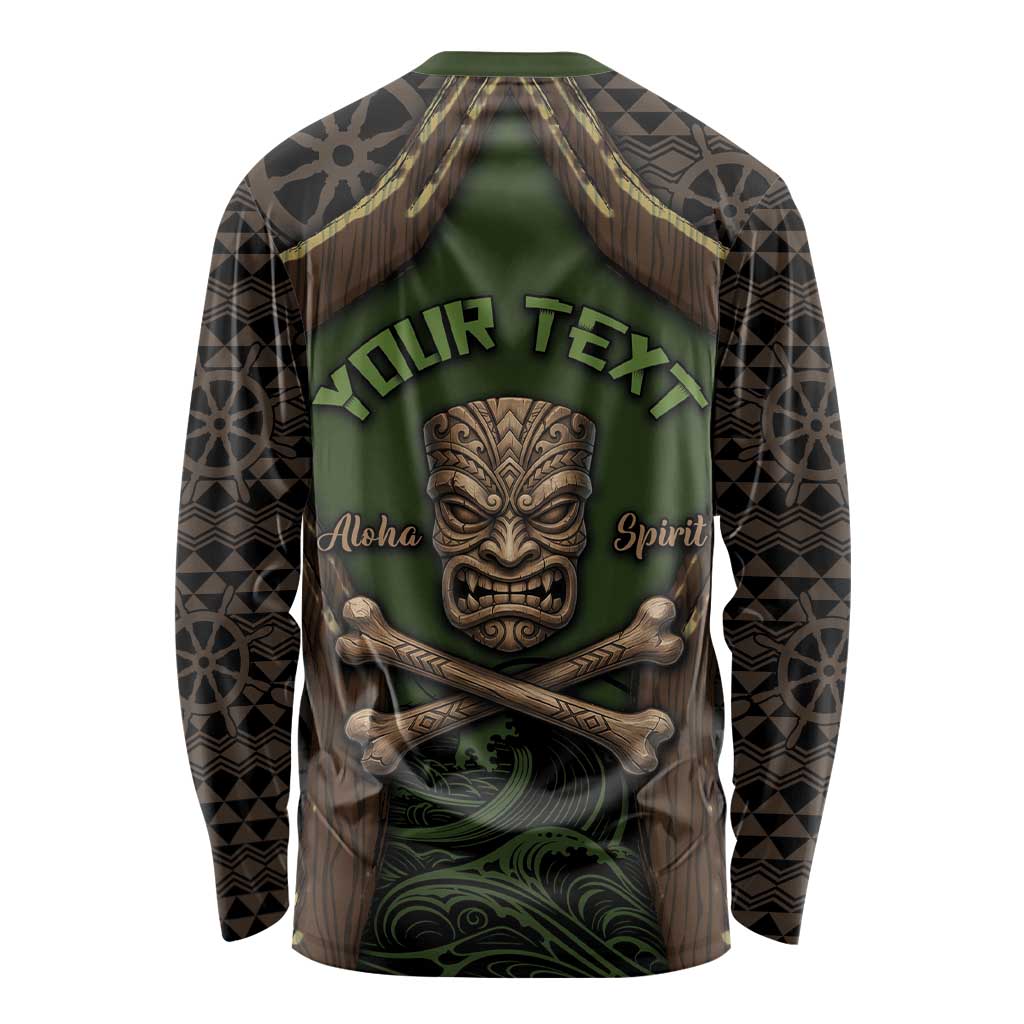 Personalised Hawaii Tiki Pirates Long Sleeve Shirt Kakau Pattern Polynesian Style DT05 - Polynesian Pride