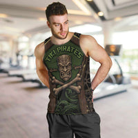 Personalised Hawaii Tiki Pirates Men Tank Top Kakau Pattern Polynesian Style DT05 Green - Polynesian Pride