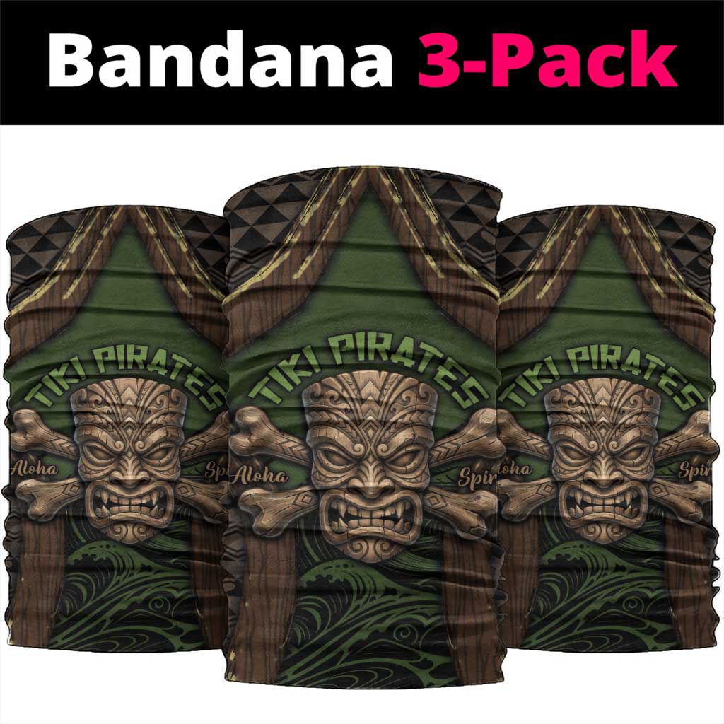 Hawaii Tiki Pirates Neck Gaiter Kakau Pattern Polynesian Style DT05 package One Size: 25*50cm Green - Polynesian Pride