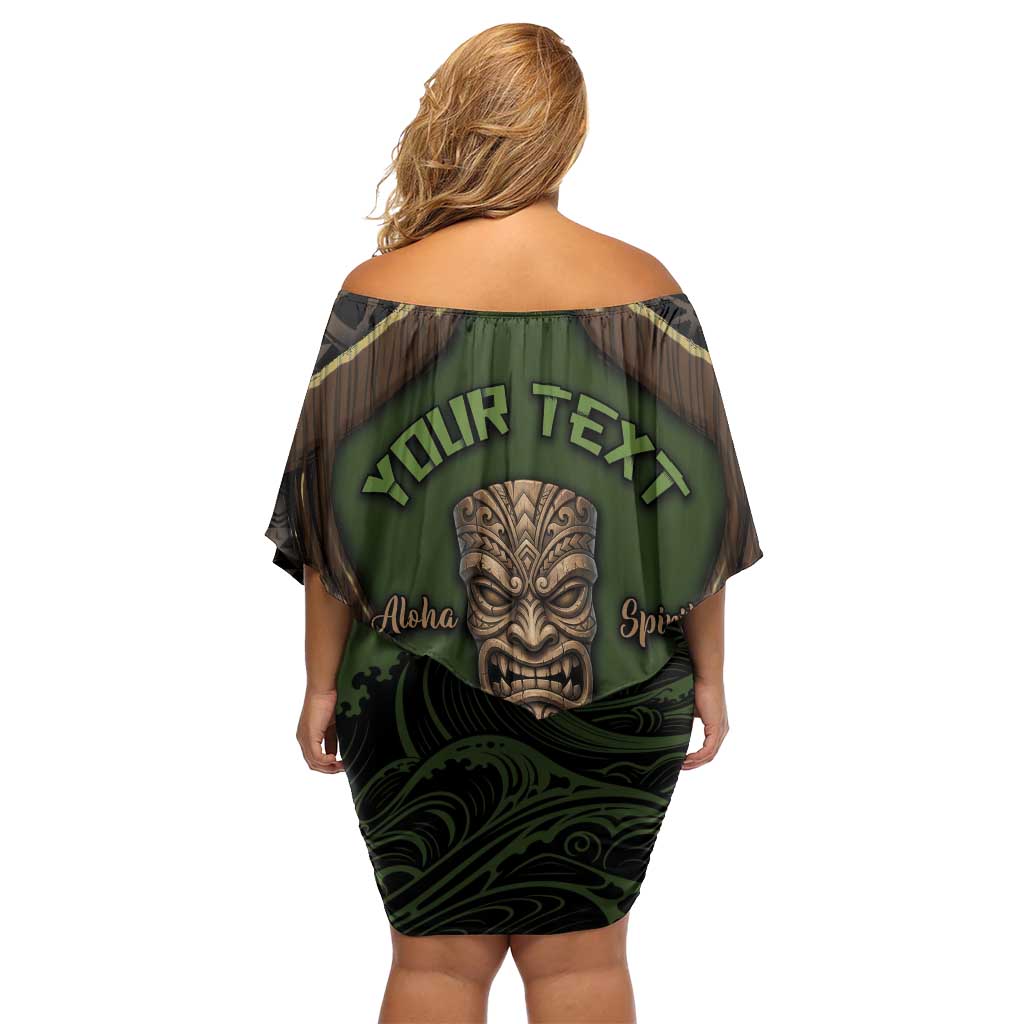 Personalised Hawaii Tiki Pirates Off Shoulder Short Dress Kakau Pattern Polynesian Style DT05 - Polynesian Pride