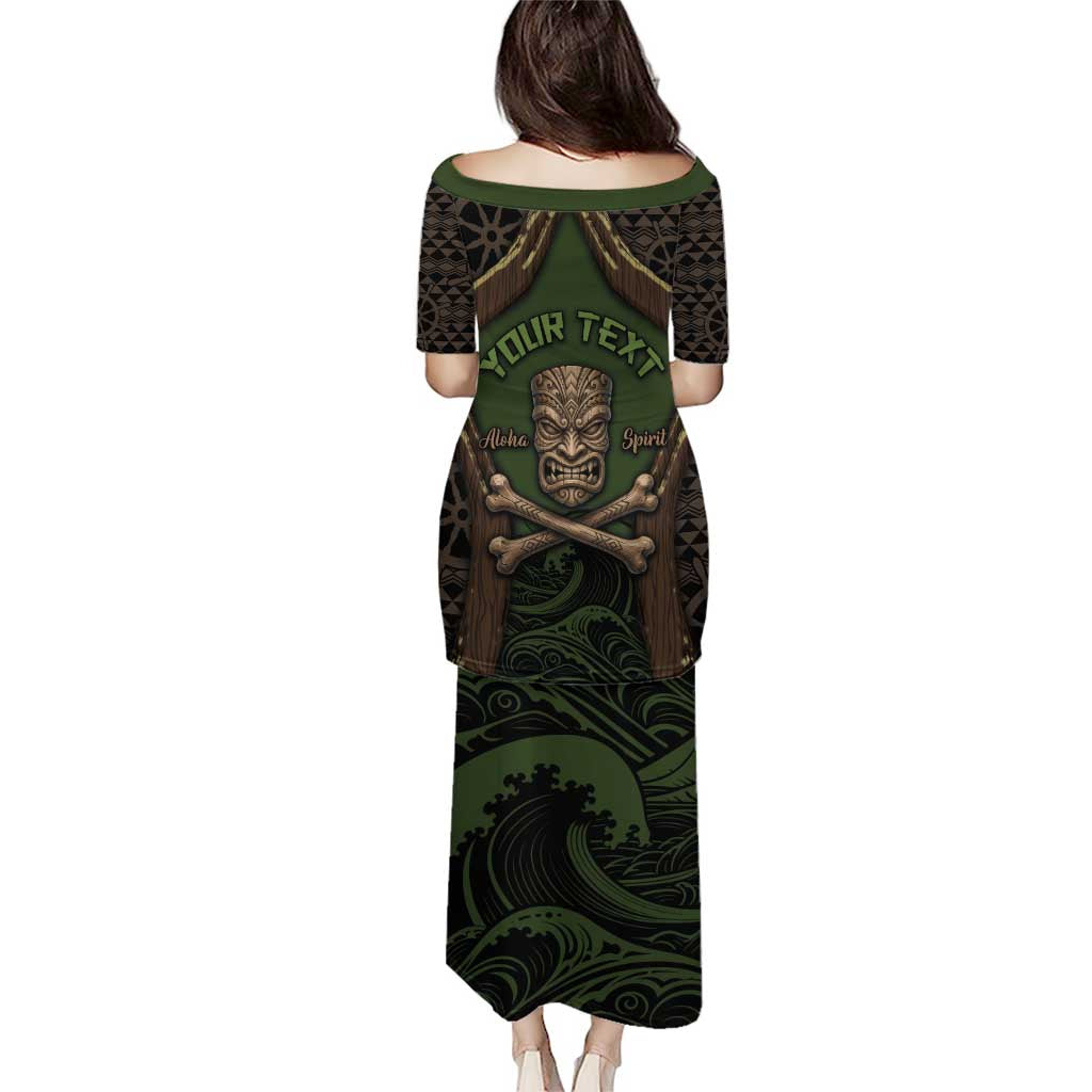 Personalised Hawaii Tiki Pirates Puletasi Kakau Pattern Polynesian Style