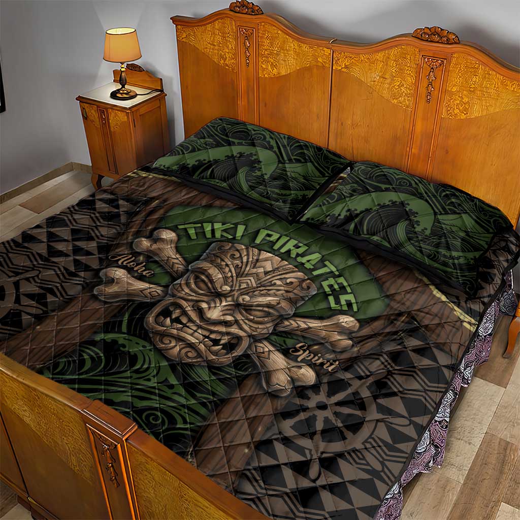Hawaii Tiki Pirates Quilt Bed Set Kakau Pattern Polynesian Style DT05 - Polynesian Pride
