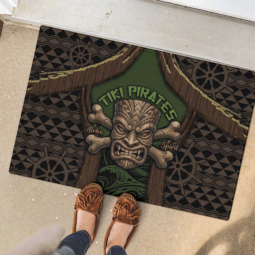 Hawaii Tiki Pirates Rubber Doormat Kakau Pattern Polynesian Style DT05 - Polynesian Pride