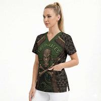 Personalised Hawaii Tiki Pirates Scrub Top Kakau Pattern Polynesian Style DT05 - Polynesian Pride
