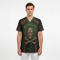 Personalised Hawaii Tiki Pirates Scrub Top Kakau Pattern Polynesian Style DT05 - Polynesian Pride