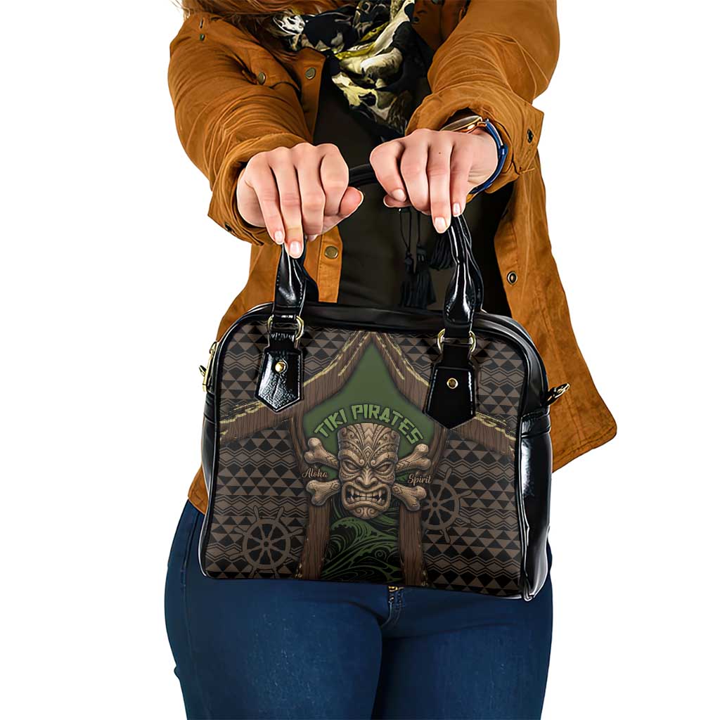 Hawaii Tiki Pirates Shoulder Handbag Kakau Pattern Polynesian Style DT05 One Size Green - Polynesian Pride