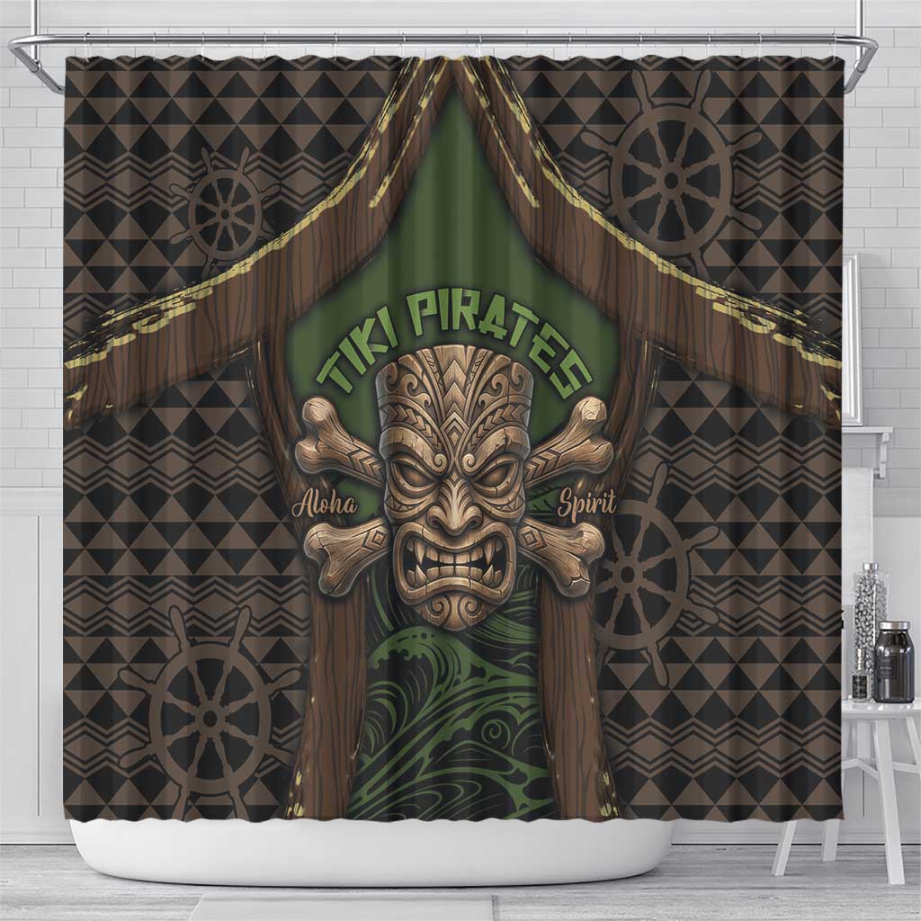 Hawaii Tiki Pirates Shower Curtain Kakau Pattern Polynesian Style DT05 - Polynesian Pride