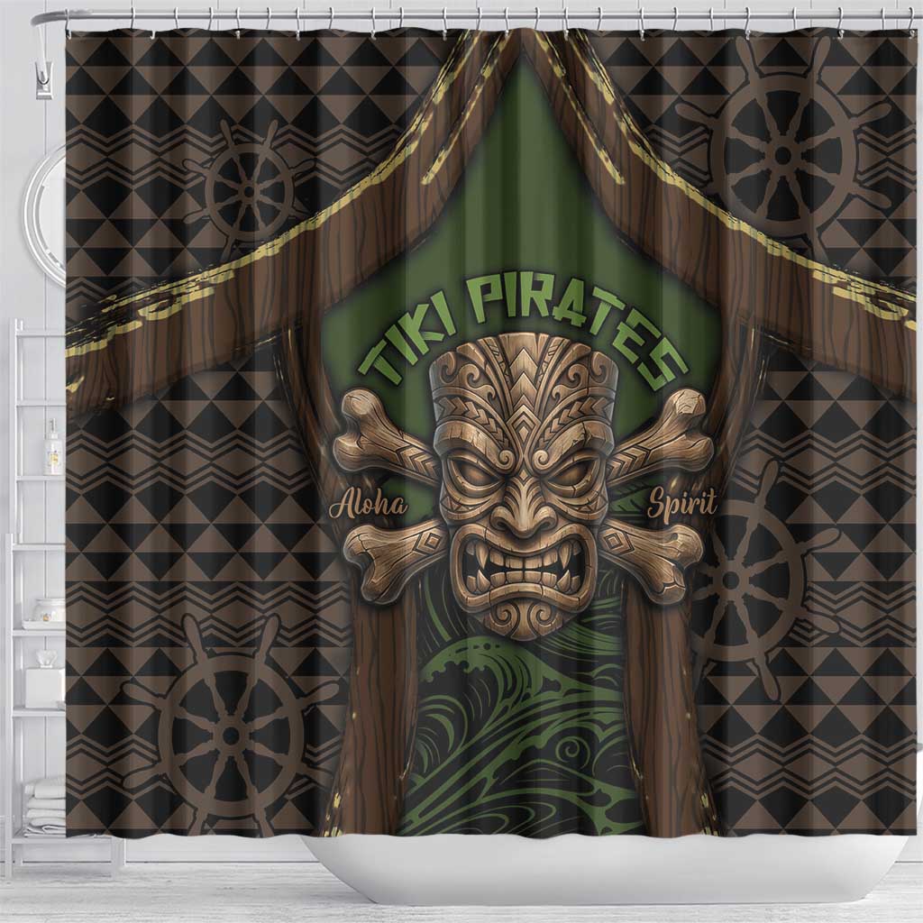 Hawaii Tiki Pirates Shower Curtain Kakau Pattern Polynesian Style DT05 - Polynesian Pride
