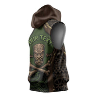 Personalised Hawaii Tiki Pirates Sleeveless Hoodie Kakau Pattern Polynesian Style DT05 - Polynesian Pride