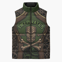 Personalised Hawaii Tiki Pirates Sleeveless Puffer Jacket Kakau Pattern Polynesian Style DT05 Unisex Green - Polynesian Pride