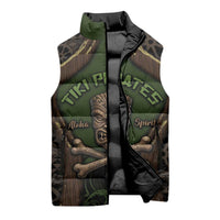 Personalised Hawaii Tiki Pirates Sleeveless Puffer Jacket Kakau Pattern Polynesian Style DT05 - Polynesian Pride