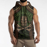 Personalised Hawaii Tiki Pirates Sleeveless Zip Hoodie Kakau Pattern Polynesian Style DT05 - Polynesian Pride