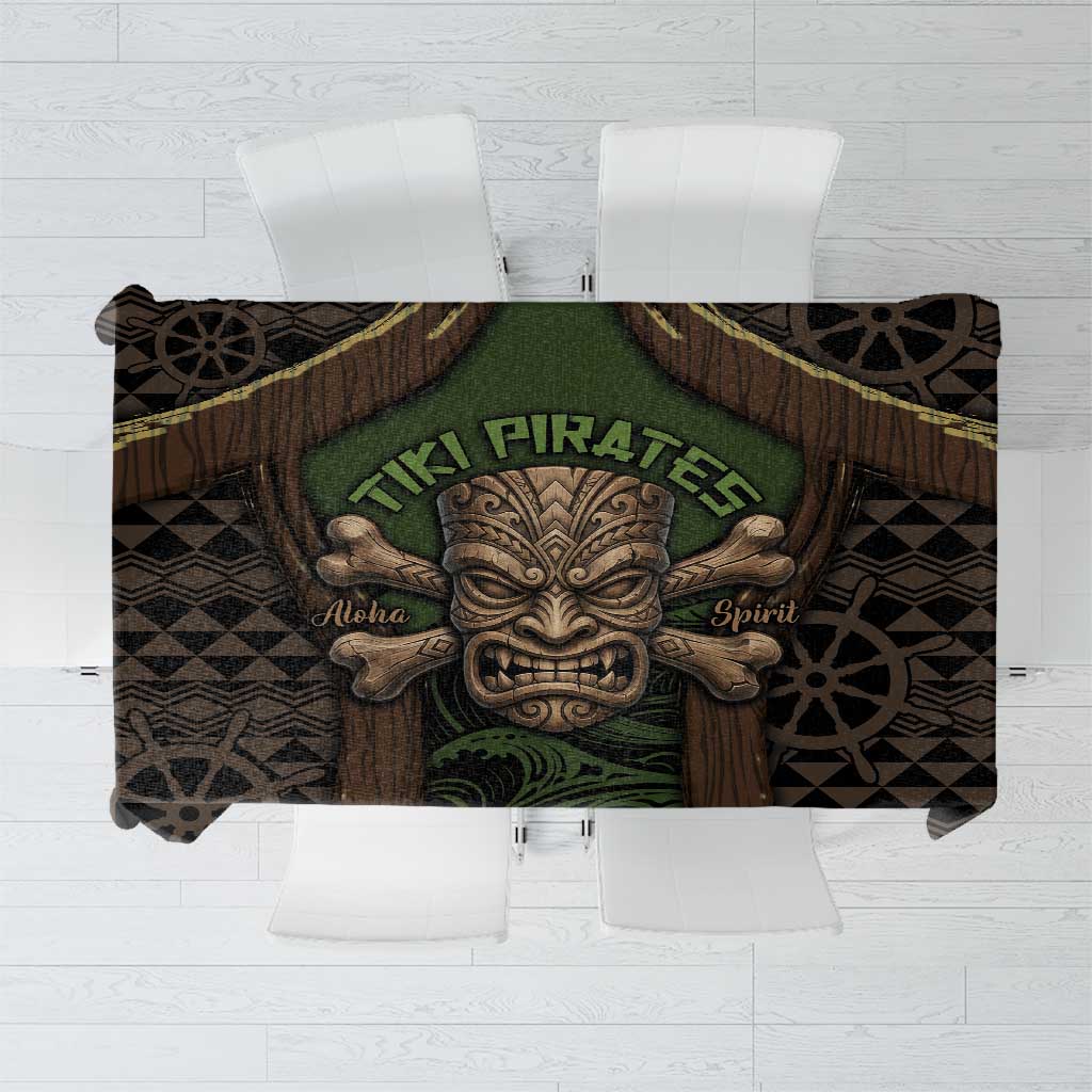 Hawaii Tiki Pirates Tablecloth Kakau Pattern Polynesian Style DT05 Green - Polynesian Pride