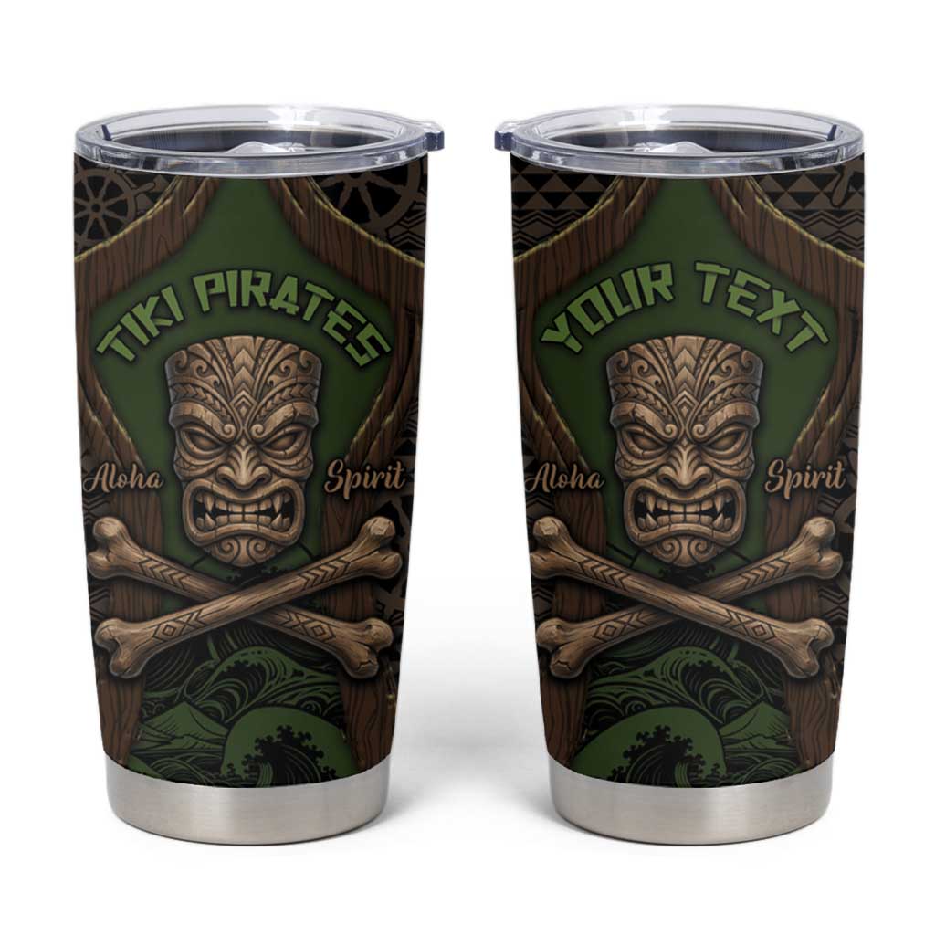 Personalised Hawaii Tiki Pirates Tumbler Cup Kakau Pattern Polynesian Style DT05 Green - Polynesian Pride