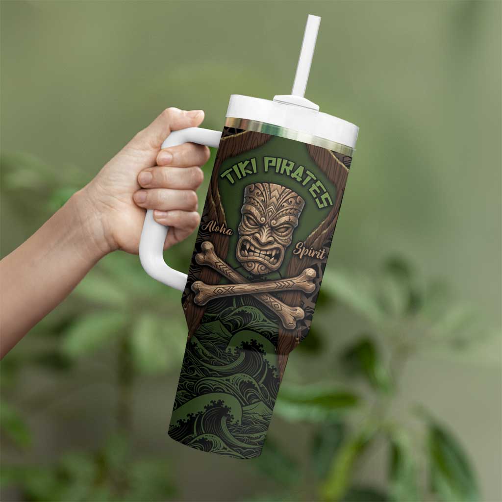 Personalised Hawaii Tiki Pirates Tumbler With Handle Kakau Pattern Polynesian Style DT05 - Polynesian Pride