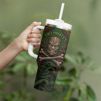 Personalised Hawaii Tiki Pirates Tumbler With Handle Kakau Pattern Polynesian Style DT05 - Polynesian Pride