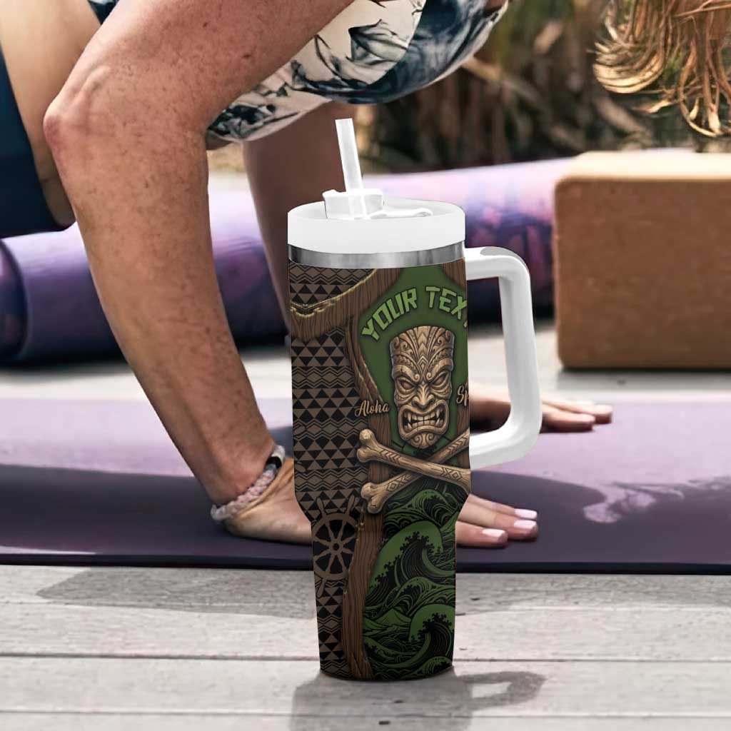 Personalised Hawaii Tiki Pirates Tumbler With Handle Kakau Pattern Polynesian Style DT05 - Polynesian Pride