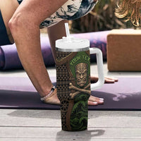 Personalised Hawaii Tiki Pirates Tumbler With Handle Kakau Pattern Polynesian Style DT05 - Polynesian Pride