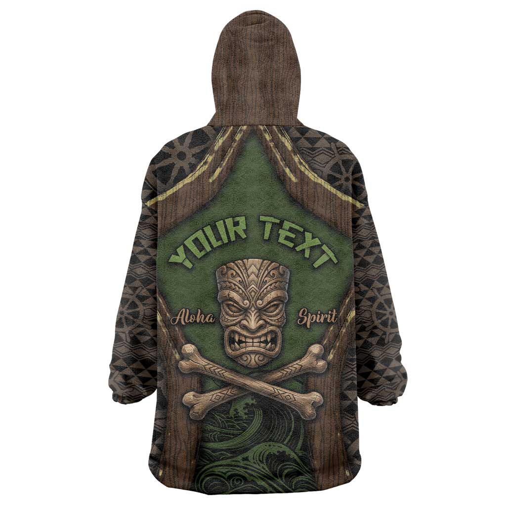 Personalised Hawaii Tiki Pirates Wearable Blanket Hoodie Kakau Pattern Polynesian Style DT05 - Polynesian Pride