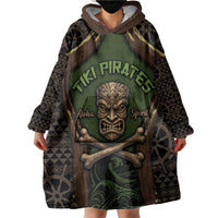 Personalised Hawaii Tiki Pirates Wearable Blanket Hoodie Kakau Pattern Polynesian Style DT05 - Polynesian Pride