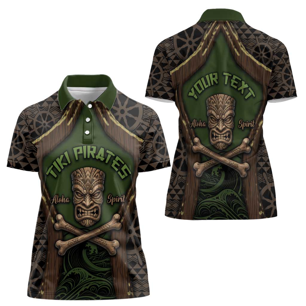 Personalised Hawaii Tiki Pirates Women Polo Shirt Kakau Pattern Polynesian Style DT05 - Polynesian Pride