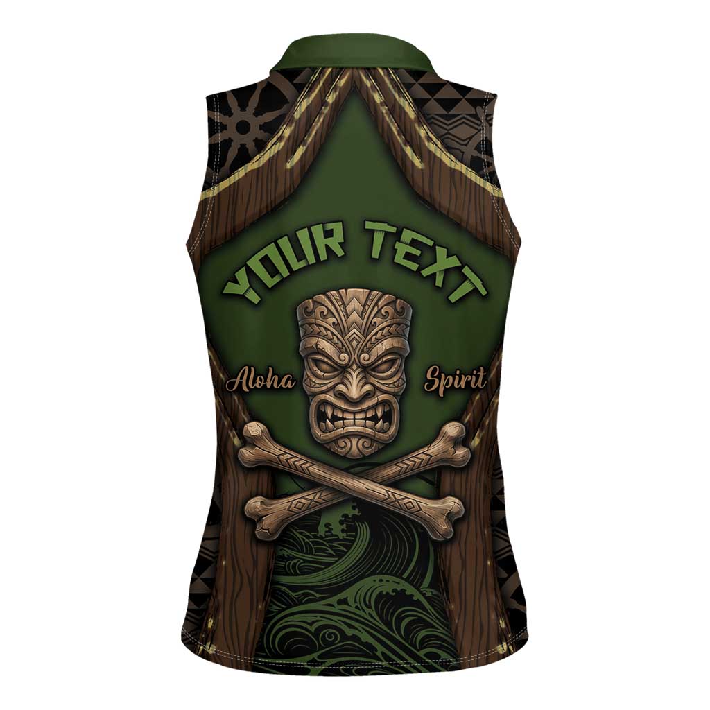 Personalised Hawaii Tiki Pirates Women Sleeveless Polo Shirt Kakau Pattern Polynesian Style DT05 - Polynesian Pride