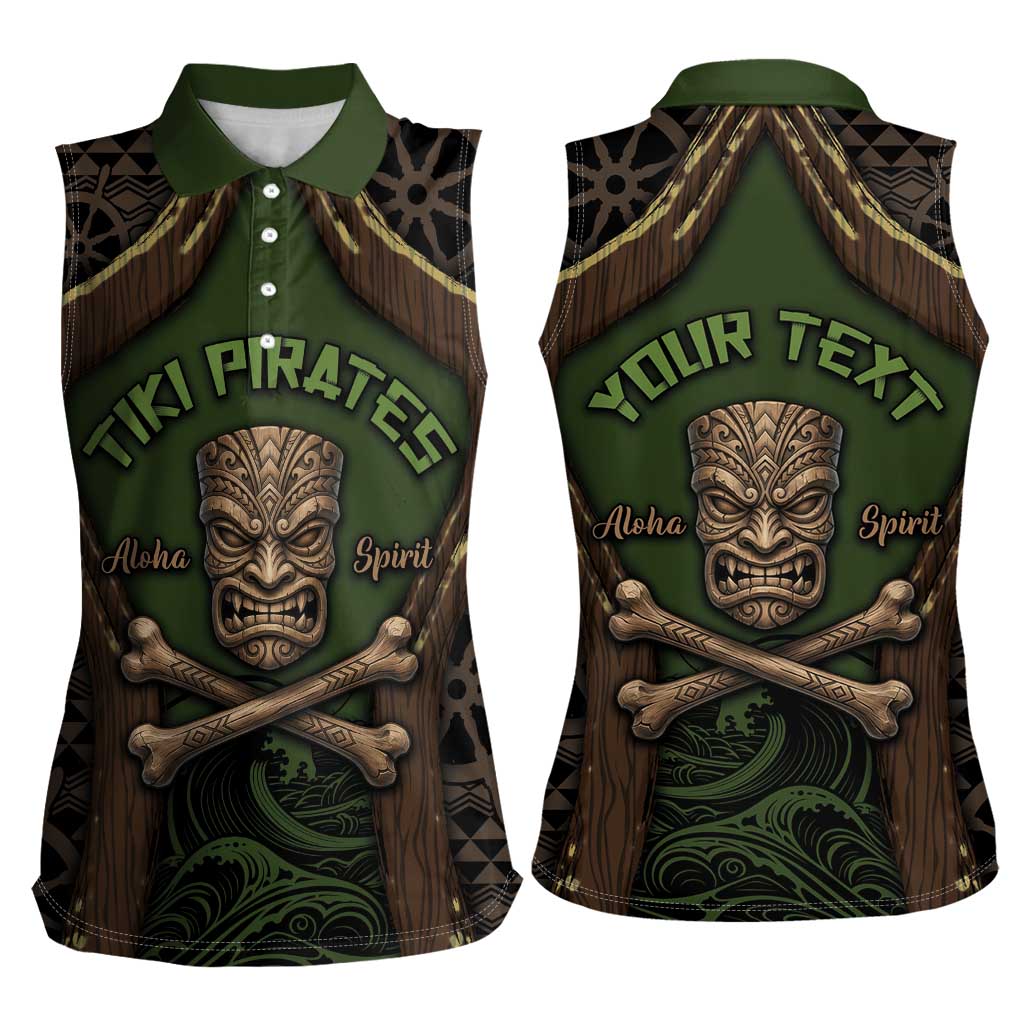 Personalised Hawaii Tiki Pirates Women Sleeveless Polo Shirt Kakau Pattern Polynesian Style DT05 - Polynesian Pride