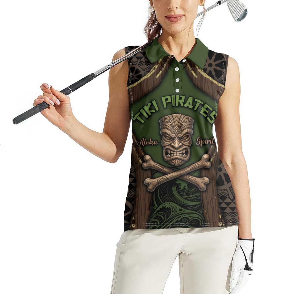Personalised Hawaii Tiki Pirates Women Sleeveless Polo Shirt Kakau Pattern Polynesian Style DT05 - Polynesian Pride