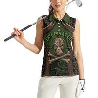 Personalised Hawaii Tiki Pirates Women Sleeveless Polo Shirt Kakau Pattern Polynesian Style DT05 - Polynesian Pride