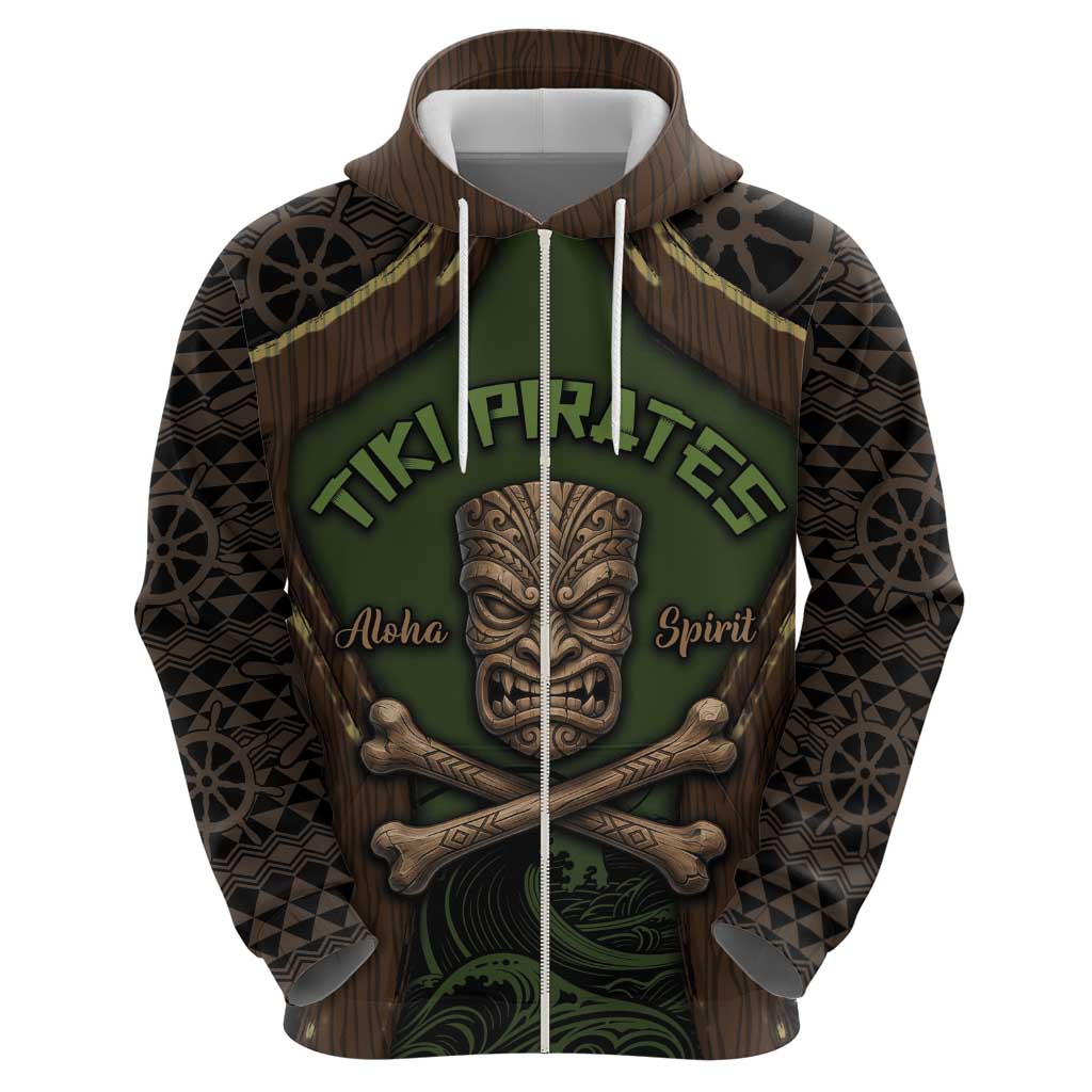 Personalised Hawaii Tiki Pirates Zip Hoodie Kakau Pattern Polynesian Style DT05 - Polynesian Pride