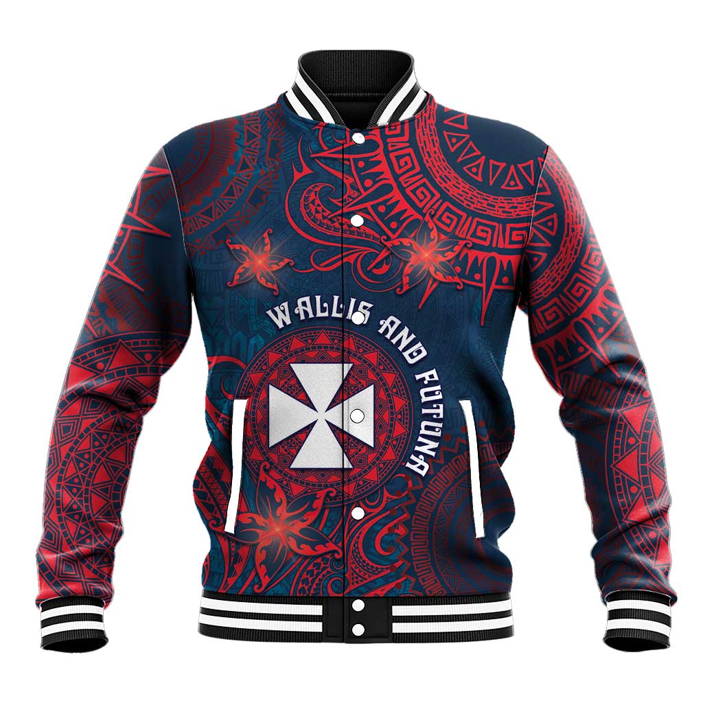 Personalised Wallis And Futuna Baseball Jacket Hibiscus Polynesian Tribal Pattern