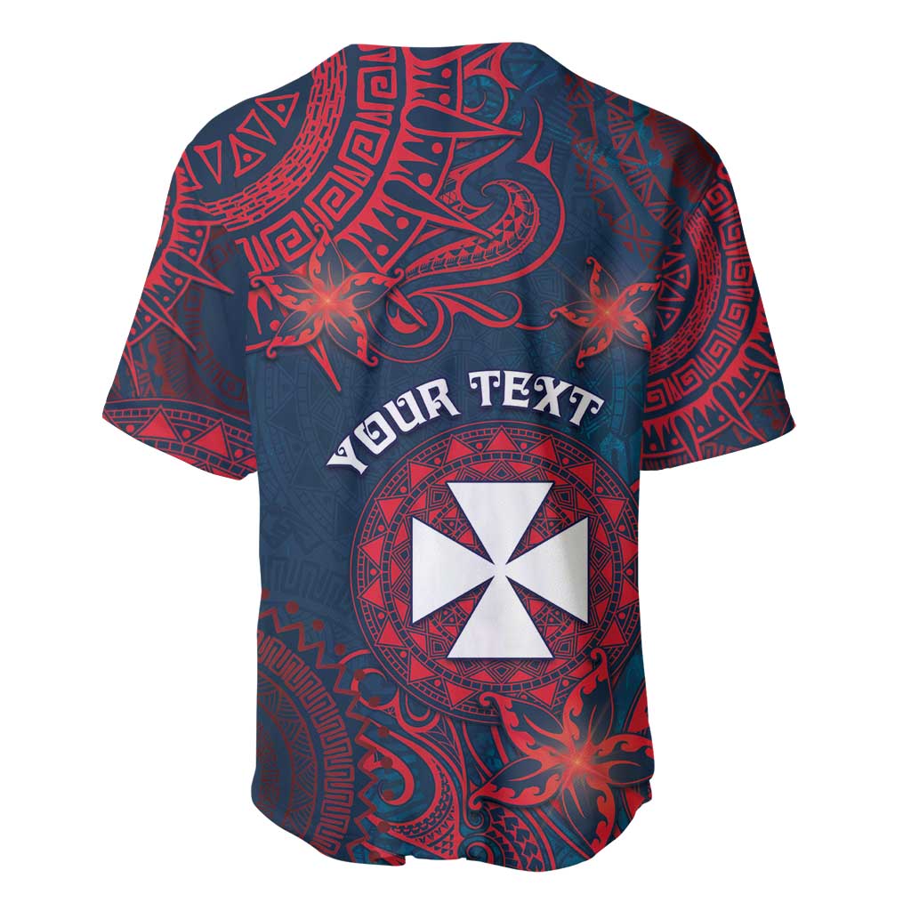 Personalised Wallis And Futuna Baseball Jersey Hibiscus Polynesian Tribal Pattern