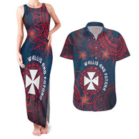 Personalised Wallis And Futuna Couples Matching Tank Maxi Dress and Hawaiian Shirt Hibiscus Polynesian Tribal Pattern