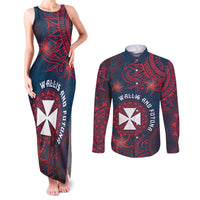 Personalised Wallis And Futuna Couples Matching Tank Maxi Dress and Long Sleeve Button Shirt Hibiscus Polynesian Tribal Pattern