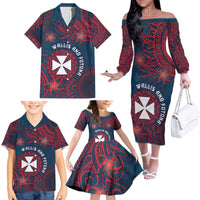 Personalised Wallis And Futuna Family Matching Off The Shoulder Long Sleeve Dress and Hawaiian Shirt Hibiscus Polynesian Tribal Pattern