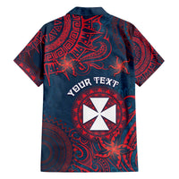 Personalised Wallis And Futuna Family Matching Off The Shoulder Long Sleeve Dress and Hawaiian Shirt Hibiscus Polynesian Tribal Pattern