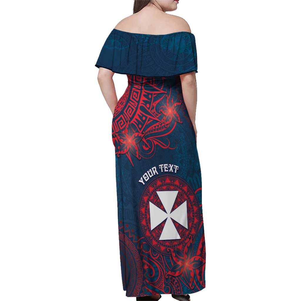 Personalised Wallis And Futuna Family Matching Off Shoulder Maxi Dress and Hawaiian Shirt Hibiscus Polynesian Tribal Pattern