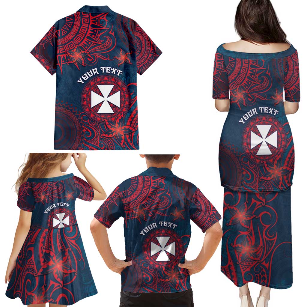 Personalised Wallis And Futuna Family Matching Puletasi and Hawaiian Shirt Hibiscus Polynesian Tribal Pattern