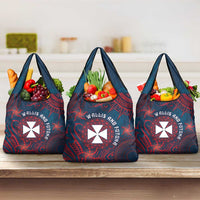 Wallis And Futuna Grocery Bag Hibiscus Polynesian Tribal Pattern