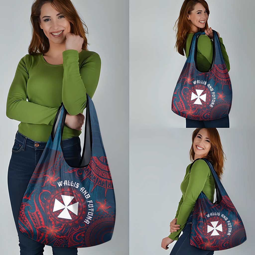 Wallis And Futuna Grocery Bag Hibiscus Polynesian Tribal Pattern