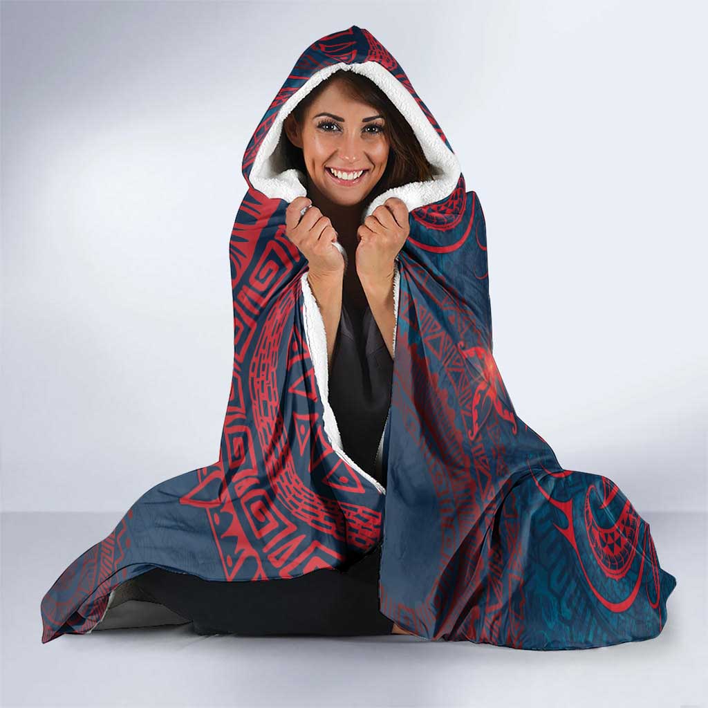 Wallis And Futuna Hooded Blanket Hibiscus Polynesian Tribal Pattern