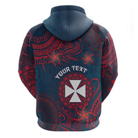 Personalised Wallis And Futuna Hoodie Hibiscus Polynesian Tribal Pattern