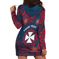 Personalised Wallis And Futuna Hoodie Dress Hibiscus Polynesian Tribal Pattern