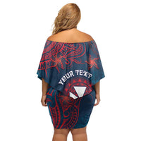 Personalised Wallis And Futuna Off Shoulder Short Dress Hibiscus Polynesian Tribal Pattern
