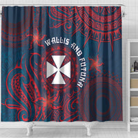 Wallis And Futuna Shower Curtain Hibiscus Polynesian Tribal Pattern