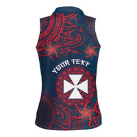 Personalised Wallis And Futuna Women Sleeveless Polo Shirt Hibiscus Polynesian Tribal Pattern