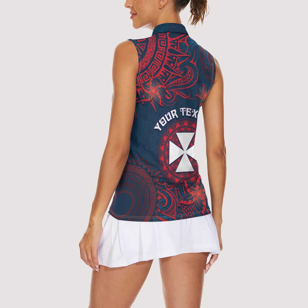 Personalised Wallis And Futuna Women Sleeveless Polo Shirt Hibiscus Polynesian Tribal Pattern
