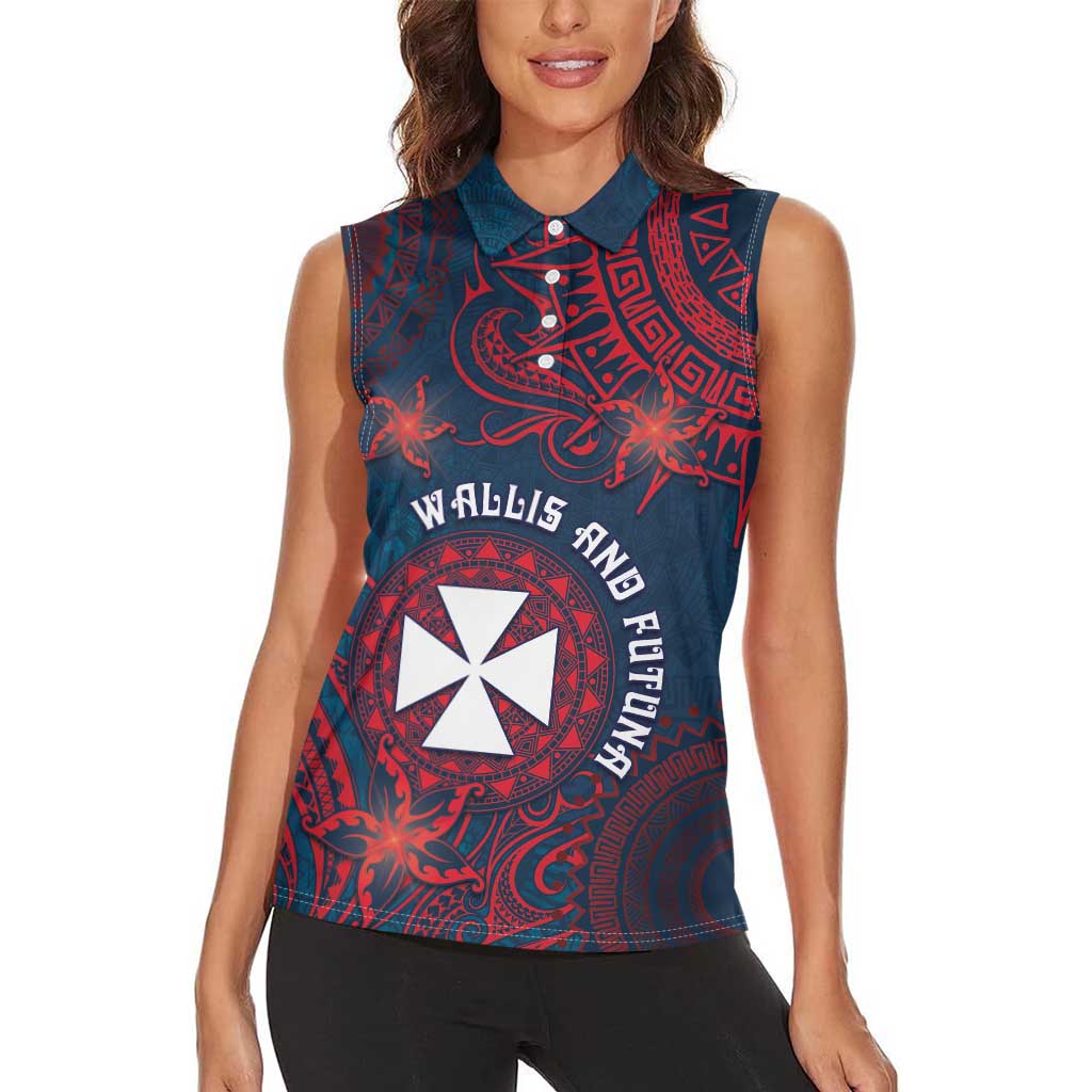 Personalised Wallis And Futuna Women Sleeveless Polo Shirt Hibiscus Polynesian Tribal Pattern