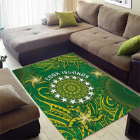 Cook Islands Area Rug Hibiscus Polynesian Tribal Pattern