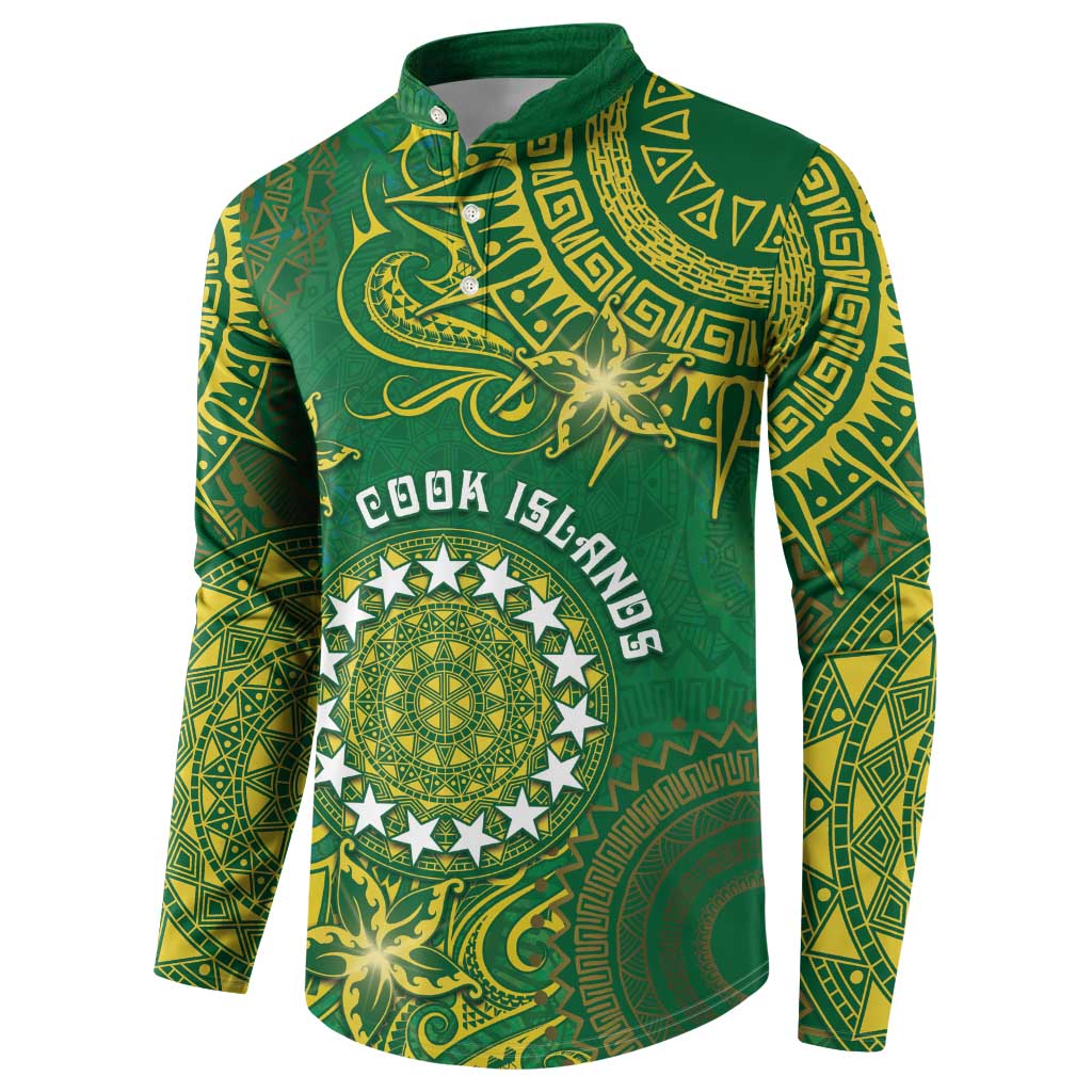 Personalised Cook Islands Button Sweatshirt Hibiscus Polynesian Tribal Pattern DT05 - Polynesian Pride